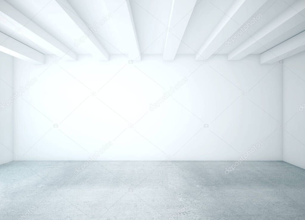 White wall and concrete floor