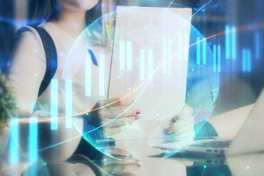 El Forex grafik renk ile notlar yapma çift pozlama. Hisse senedi piyasası konsepti.