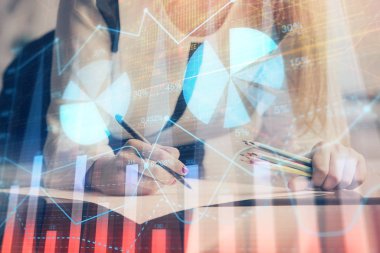 El Forex grafik renk ile notlar yapma çift pozlama. Hisse senedi piyasası konsepti.