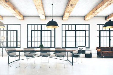 Modern konferans odasının yan görüntüsü