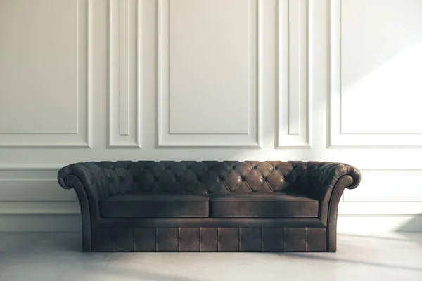Braunes Sofa in weißem Raum — Stockfoto