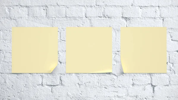 Tre gula blanka klistermärken — Stockfoto