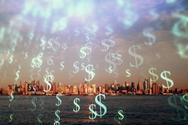 Gökdelenler, duvar kağıtları, çift pozlu eski şehir haritası. Finansal araştırma kavramı.