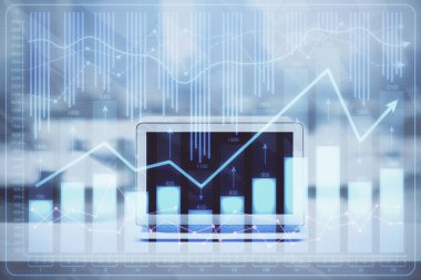 Borsa grafiği ve bilgisayar geçmişi olan tablolar. Çoklu maruz kalma. Mali analiz kavramı.