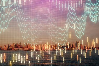 Gökdelenler, duvar kağıtları, çift pozlu eski şehir haritası. Finansal araştırma kavramı.