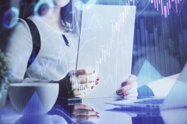 El Forex grafik renk ile notlar yapma çift pozlama. Hisse senedi piyasası konsepti.