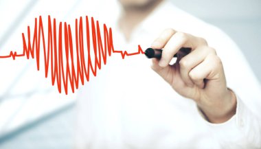 Doktor çizim kırmızı kalp