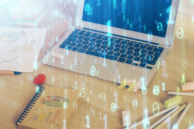 Bilgisayar ve teknoloji temalı Hud 'a çifte maruz kalma. Yenilik kavramı.