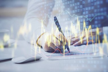 Mali ticaret şeması Man masaüstü arkaplanı ile çoklu pozlama.