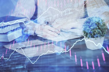 El notları arka plan alarak Forex grafik. Araştırma kavramı. Çift Pozlama