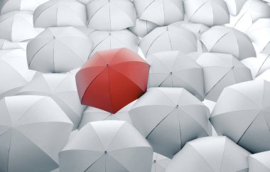 Beyaz şemsiye kütleli kırmızı şemsiye