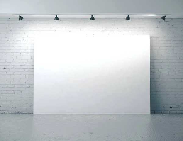 Brick room with blank poster on wall — Stock Photo, Image