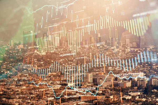 Gökdelenler, duvar kağıtları, çift pozlu eski şehir haritası. Finansal araştırma kavramı.