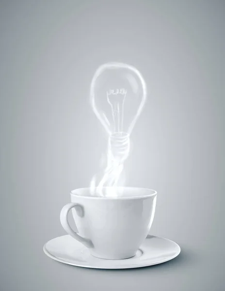 Cup of coffee vapor in form of lightbulb — Stockfoto