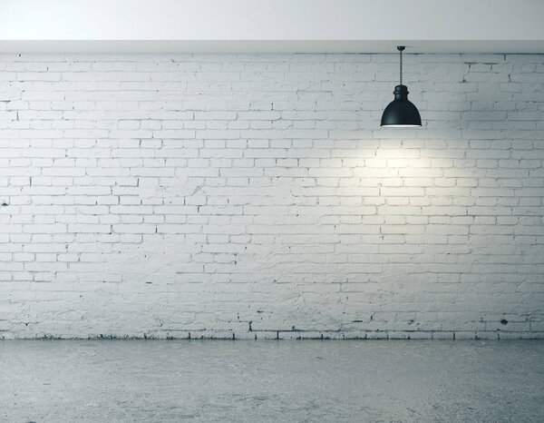 Кирпичный интерьер с копировальным пространством на стене
