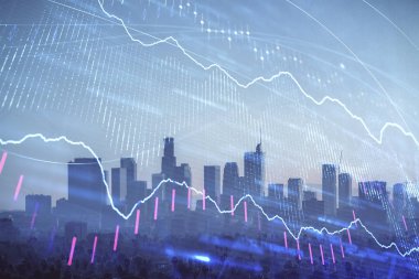 Gökdelenler, duvar kağıtları, çift pozlu eski şehir haritası. Finansal araştırma kavramı.