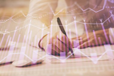 Mali ticaret şeması Man masaüstü arkaplanı ile çoklu pozlama.