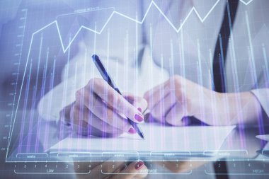 El Forex grafik renk ile notlar yapma çift pozlama. Hisse senedi piyasası konsepti.