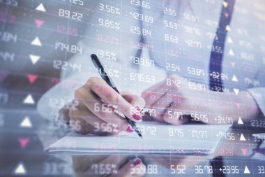 El Forex grafik renk ile notlar yapma çift pozlama. Hisse senedi piyasası konsepti.