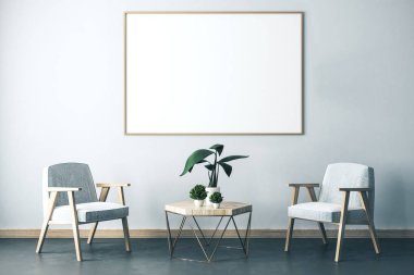 Oturma odasının içinde iki sandalye var.