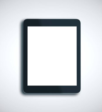 Beyaz arkaplanda boş ekranı olan dijital tablet