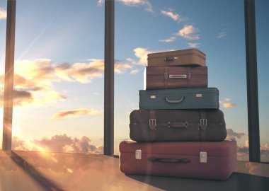 havaalanında seyahat çantaları.