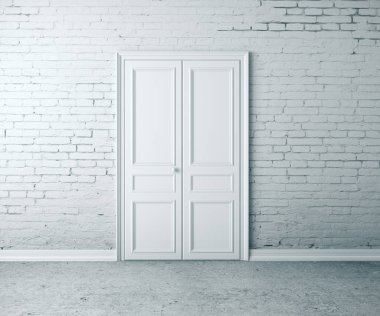 Tuğla odada kapalı kapı