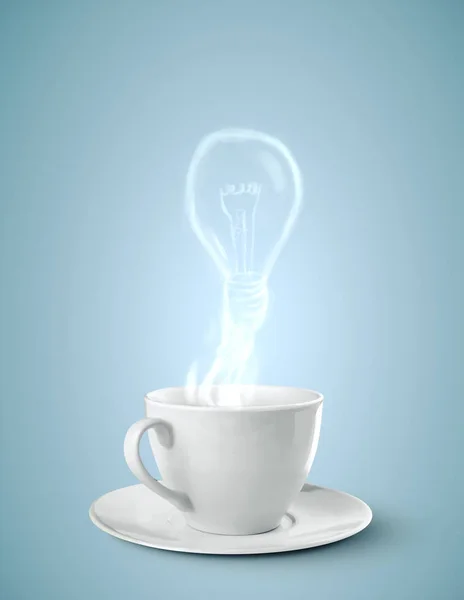 Kopp kaffe ånga i form av lampa — Stockfoto