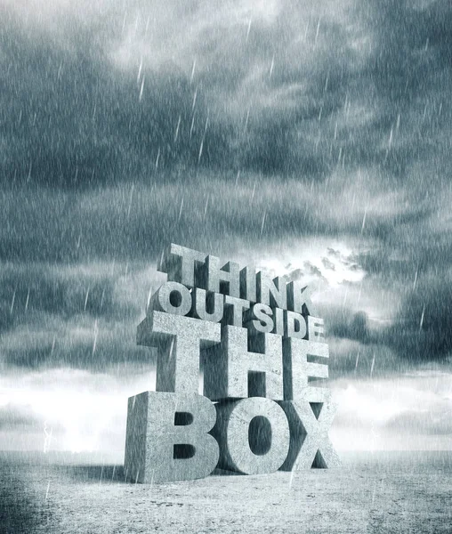 Big think out the box and rain — стоковое фото
