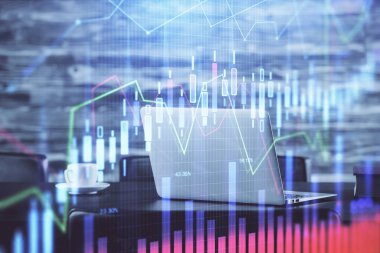 Borsa grafiği ve bilgisayar geçmişi olan tablolar. Çifte maruziyet. Mali analiz kavramı.