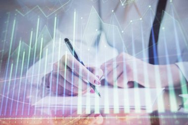 El Forex grafik renk ile notlar yapma çift pozlama. Hisse senedi piyasası konsepti.