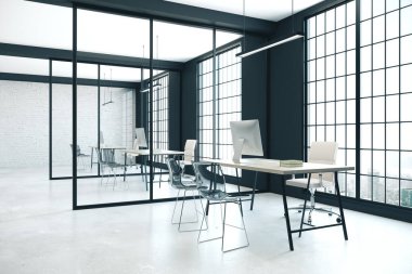 Modern ofis iç şehir manzaralı coworking