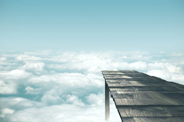 Old wooden pier in sky — Stock Photo, Image