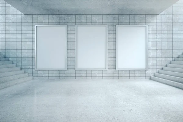 Underground passage and three blank billboard — 스톡 사진
