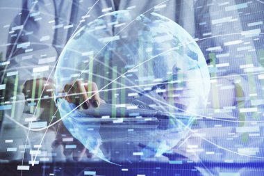 Uluslararası iş kadın elleri arka plan yazma üzerinde hud. Sıkı çalışma kavramı. Çift pozlama