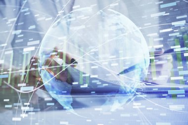 Uluslararası iş kadın elleri arka plan yazma üzerinde hud. Sıkı çalışma kavramı. Çift pozlama