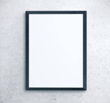 Blank placard on concrete wall.