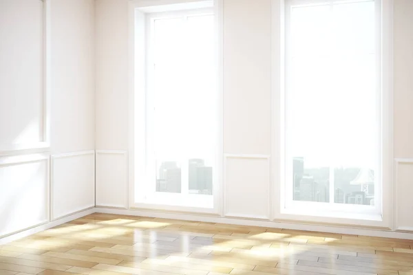Современный интерьер гостиной с панорамными окнами — стоковое фото