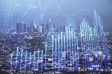 Gökdelenler, duvar kağıtları, çift pozlu eski şehir haritası. Finansal araştırma kavramı.