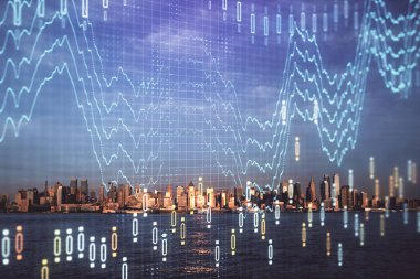 Gökdelenler, duvar kağıtları, çift pozlu eski şehir haritası. Finansal araştırma kavramı.