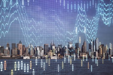 Gökdelenler, duvar kağıtları, çift pozlu eski şehir haritası. Finansal araştırma kavramı.