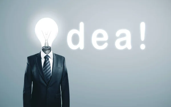 ビジネスマンは頭ではなく電球に合う 成功とアイデアのコンセプト — ストック写真