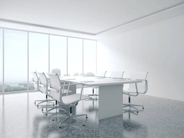 现代化的会议室内部 有空白的墙壁 家具和设备 3D渲染 — 图库照片