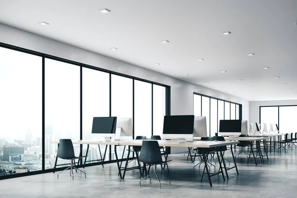 Moderno Coworking Interno Ufficio Vetro Luogo Lavoro Stile Vita Rendering — Foto Stock