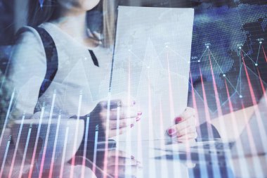 El Forex grafik renk ile notlar yapma çift pozlama. Hisse senedi piyasası konsepti.