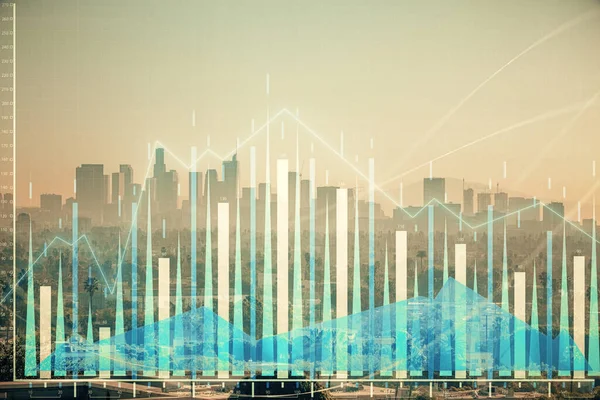 Forex Chart Cityscape Skyscrapers Wallpaper Multi Exposure Financial Research Concept — Stock Photo, Image