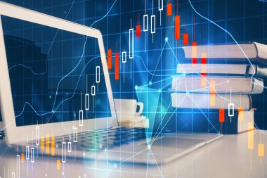 Borsa grafiği ve bilgisayar geçmişi olan tablolar. Çoklu maruz kalma. Mali analiz kavramı.