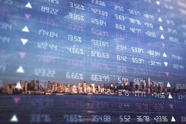 Gökdelenler, duvar kağıtları, çift pozlu eski şehir haritası. Finansal araştırma kavramı.