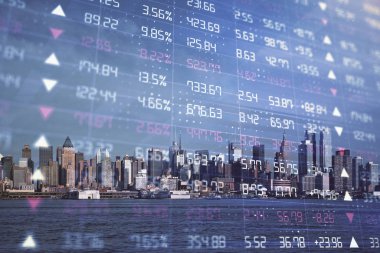 Gökdelenler, duvar kağıtları, çift pozlu eski şehir haritası. Finansal araştırma kavramı.