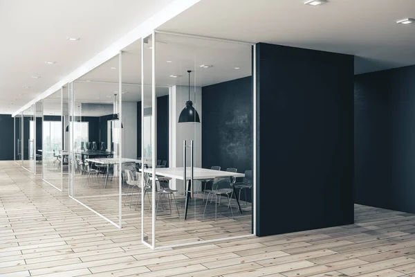 壁にコピースペース付きの新しいコワーキング オフィスのインテリア 職場と企業のコンセプト 3Dレンダリング — ストック写真